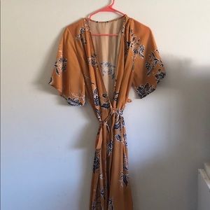 Midi mustard wrap dress